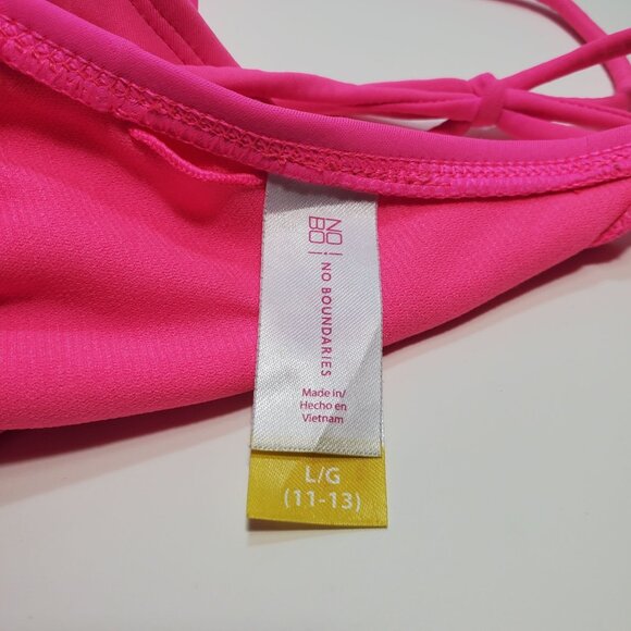 No Boundaries Junior's Hot Pink Barbiecore Corset Side String‎ Swim Bikini Top L - Picture 2 of 4